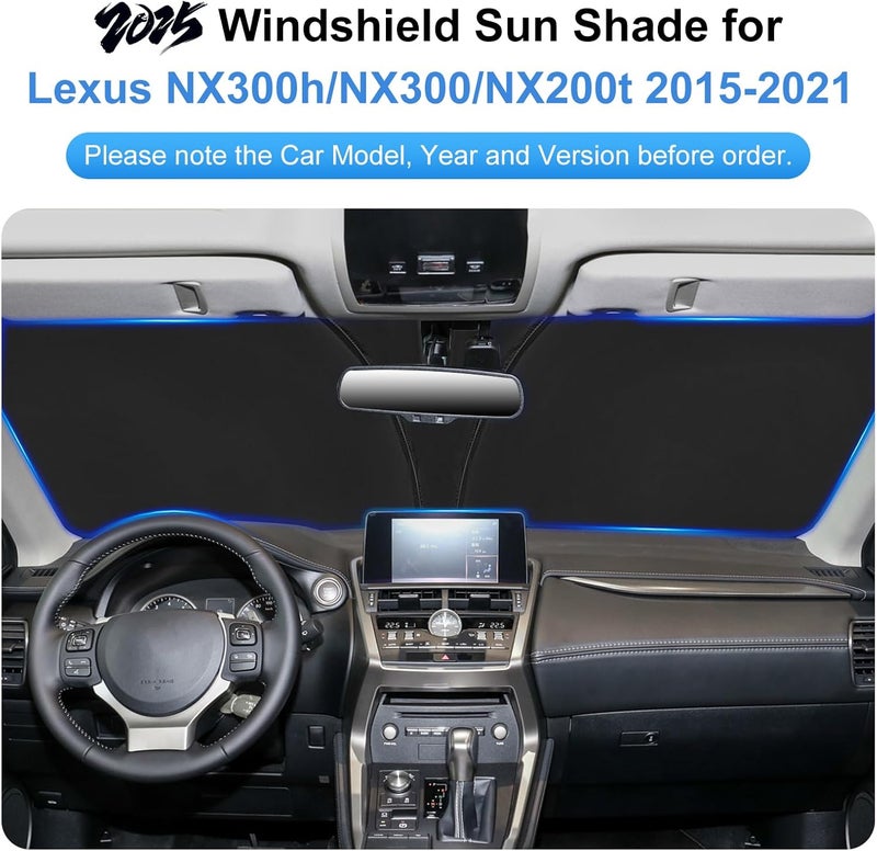 PinBaoLaLa Car Sun Shade for 2015-2021 Lexus NX300h/NX300/NX200t Accessories Windshield Sunshade Cover Front Window Shade Custom Fit NX300 Sun Visor Protector Foldable Blocks UV Rays - Image 2